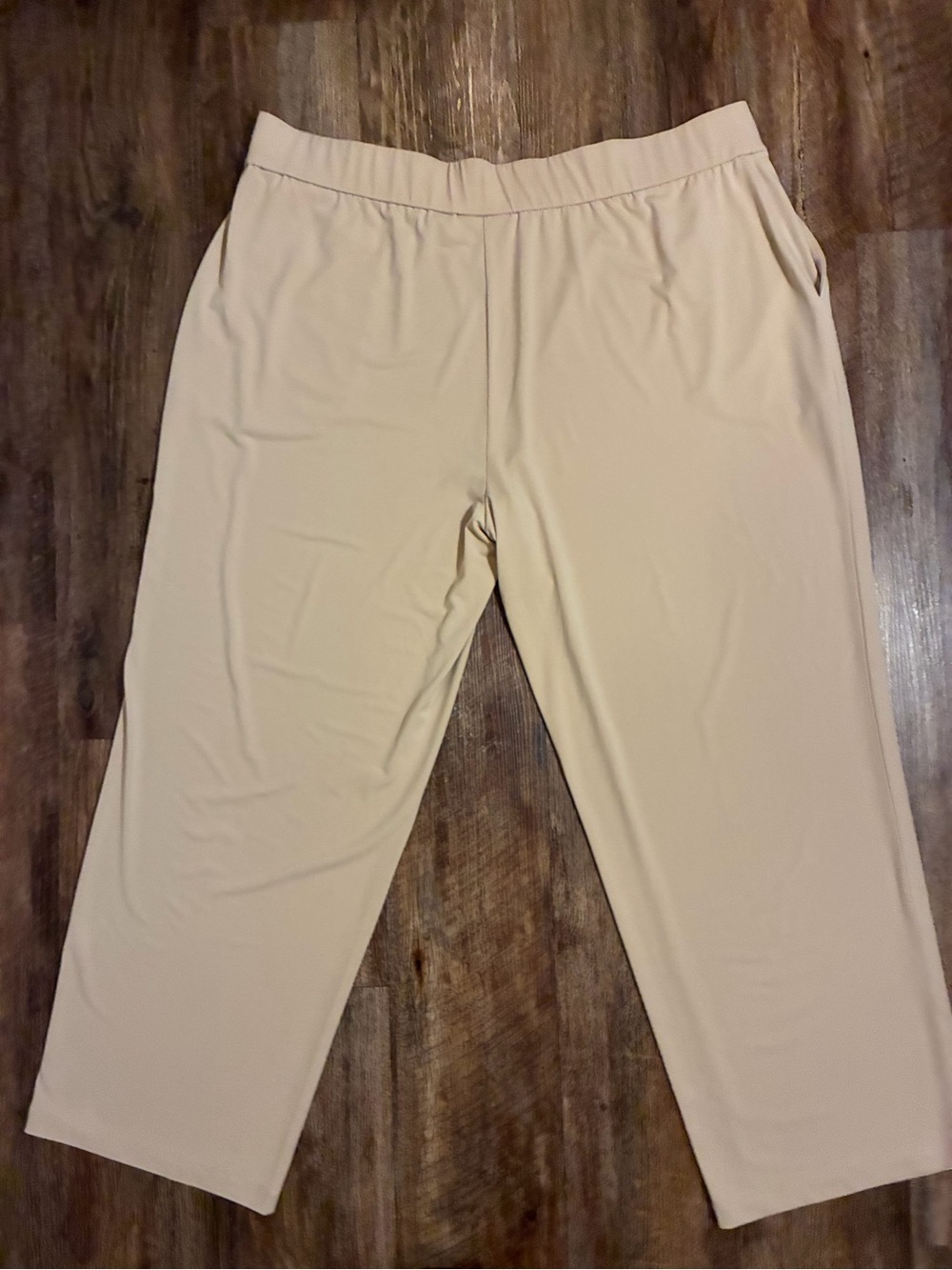 Susan Graver Office Wear Cream Cropped Preppy Pants with Gold Buttons 1XP - Picture 9 of 9
